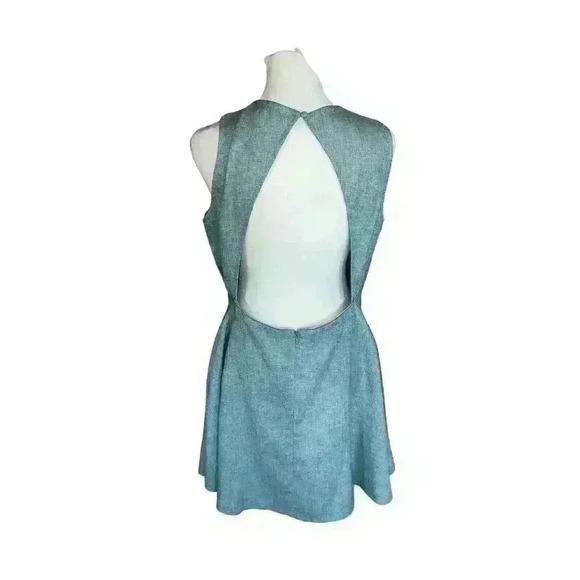 LULUS Winsome Mint Blue Backless Open Back Skater Mini Dress Pockets Size Medium - Picture 5 of 13